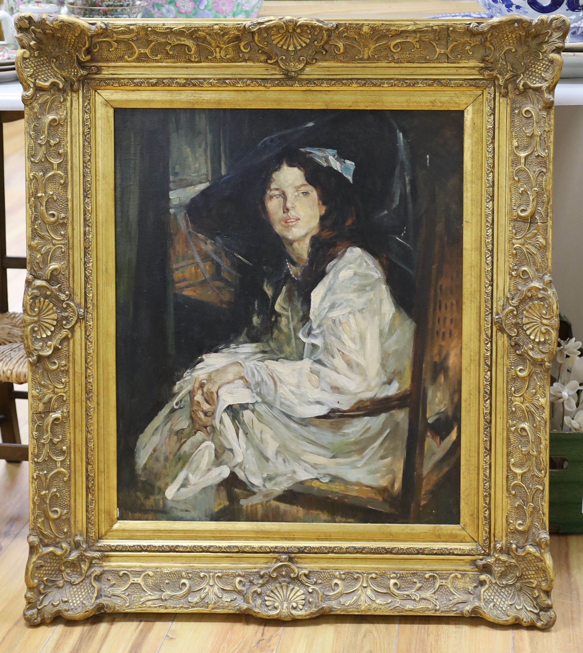 After James Jebusa Shannon, oil on canvas, Portrait of Majory Shannon, the artist's niece, 60 x 50cm